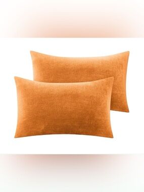 Soft Velvet Flannel Fleece Zippered Pillowcases Burnt Orange 20x26” (2-pack)